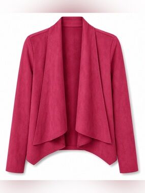 Open-Front Draped Blazer in Berry Pink